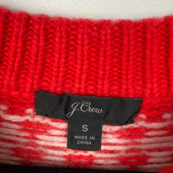 J. Crew Fair Isle Cerise Red Merino Wool Chunky Sweater - Picture 6 of 12